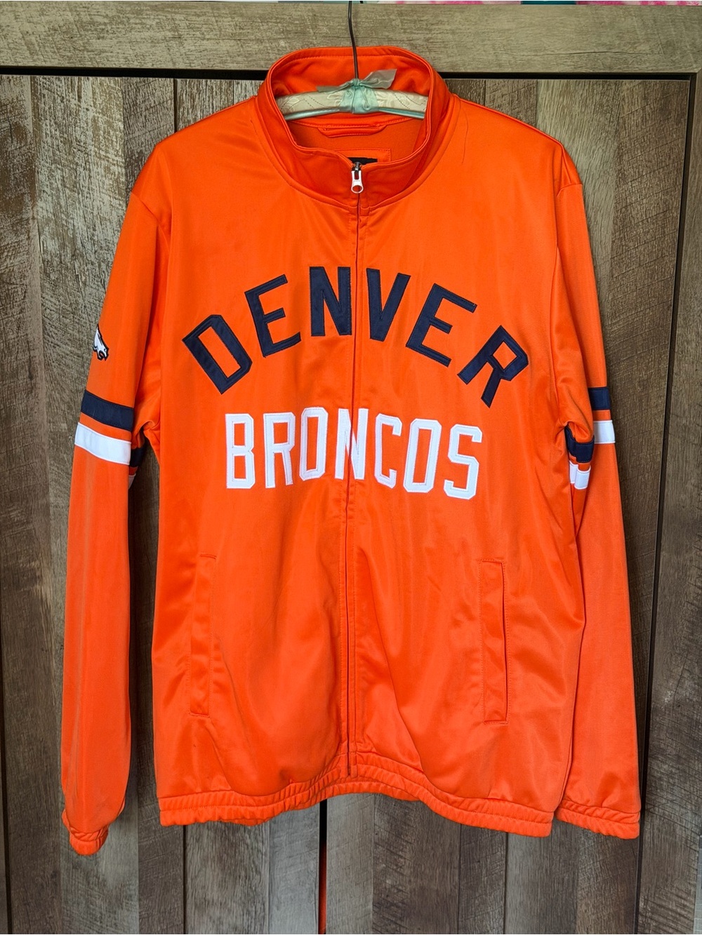 NFL Denver Broncos Orange Track Jacket EUC